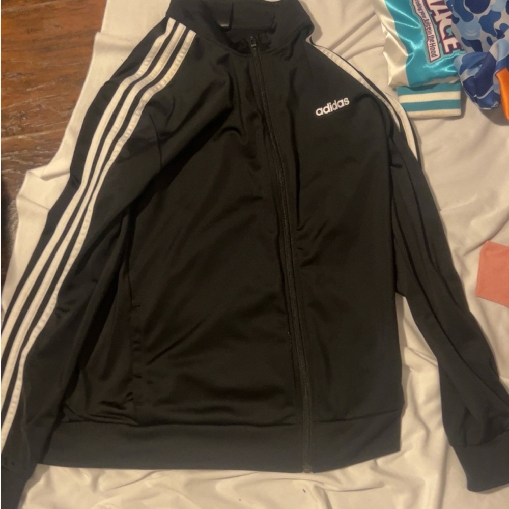 Adidas Men's Black and White Bomber Jacket